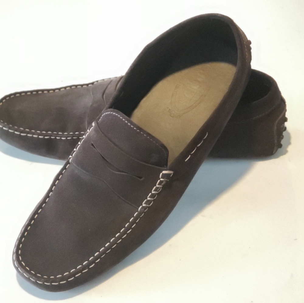 Tod's suede penny driving loafers brown size 11D